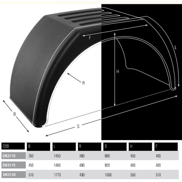 Крыло пластиковое (460х450х920) DK3115