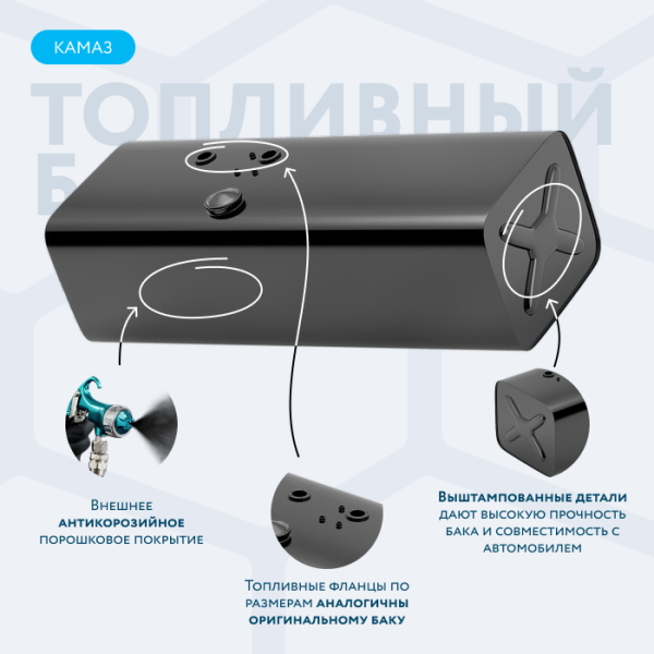 Топливный бак 250 литров (405х498х1360)