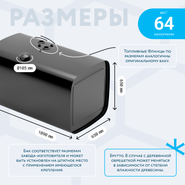 Топливный бак 400 литров (650х650х1090)